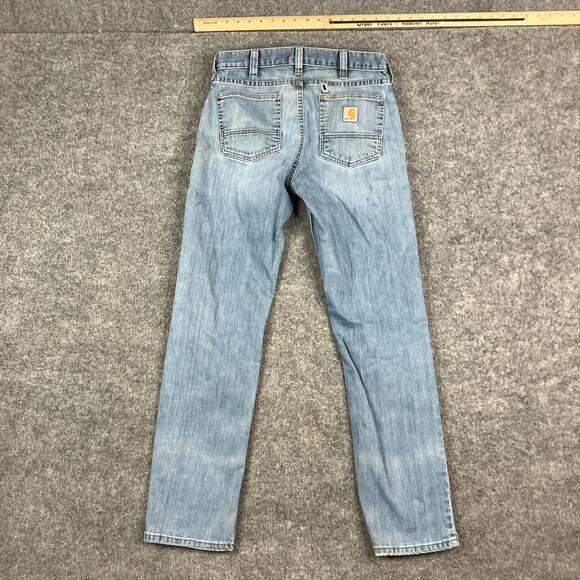 Carhartt Jeans Mens Size 30x32 Blue Relaxed Fit Workwear Distressed Straight - Picture 10 of 11